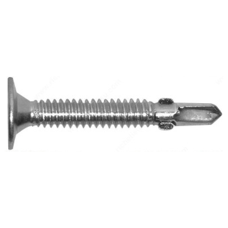 Vis à métal autoperceuse style Tek® tête large profil bas (wafer) prise carrée avec oreilles #12-24 X 3 zinc