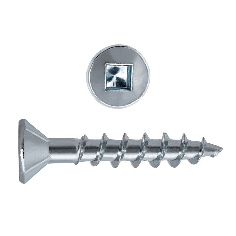 Vis à particule tête plate prise carrée #6 X 5/8 zinc