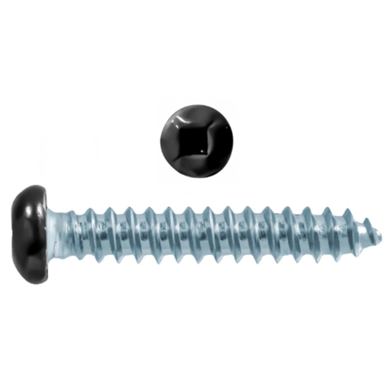 Tapping screw pan head square drive #8 X 2 gloss black painted head