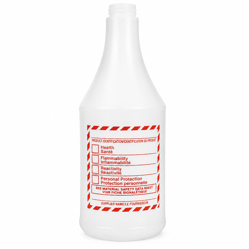 Round Spray Bottle with WHMIS Label