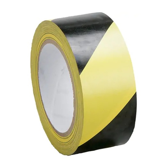 Ruban d’avertissement laminé noir et jaune 4 po X 108 pi