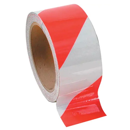 Ruban d’avertissement en vinyle non laminé rouge et blanc 2 po X 108 pi