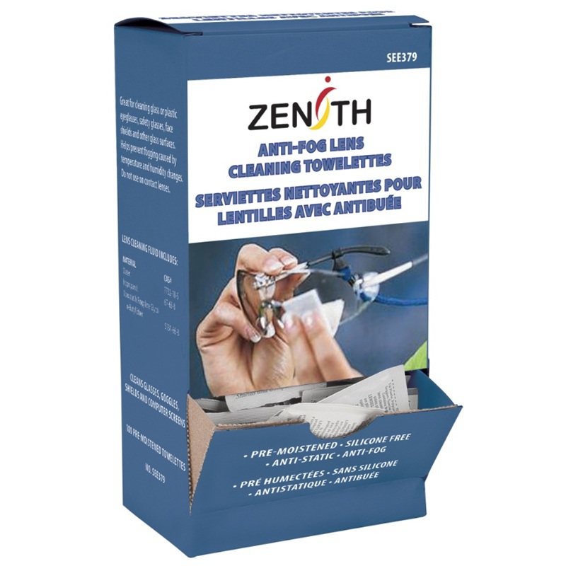 Lingettes nettoyantes antibuée Zenith® pour lentilles