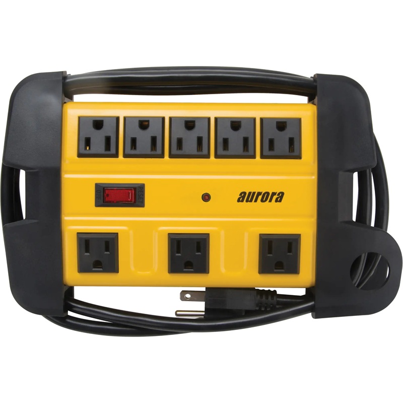 8 outlet power bar 6 ft black and yellow