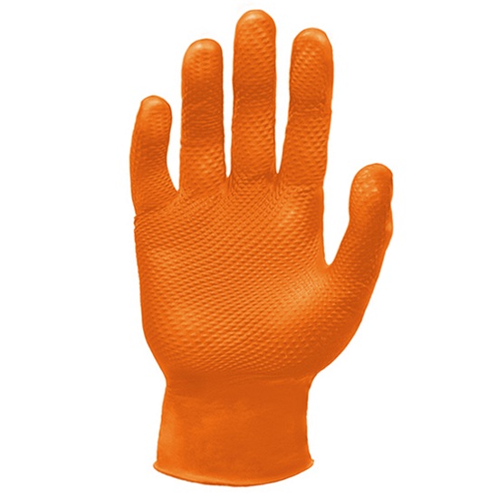 Octopus Grip™ medical-grade textured nitrile disposable gloves 6 mil orange, S