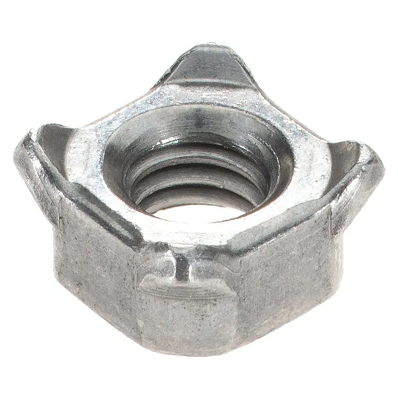 Piloted square weld nut 7/16-14 UNC 4 projection bare metal