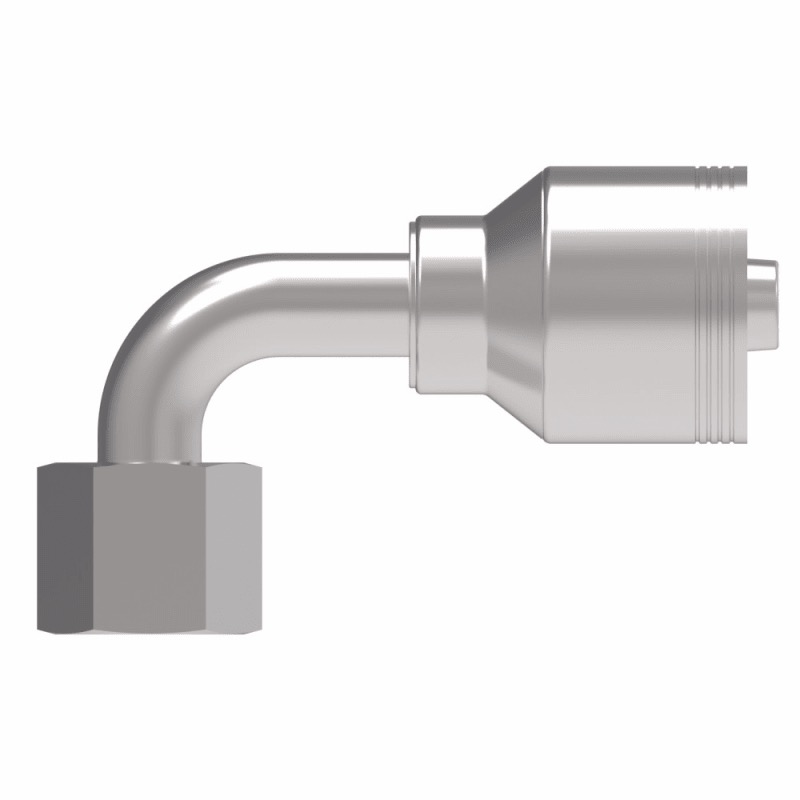 Raccord pivotant (swivel) 5/8 boyau X 5/8 F-ORS 90 deg tube court (pour boyaux H430, EC415)