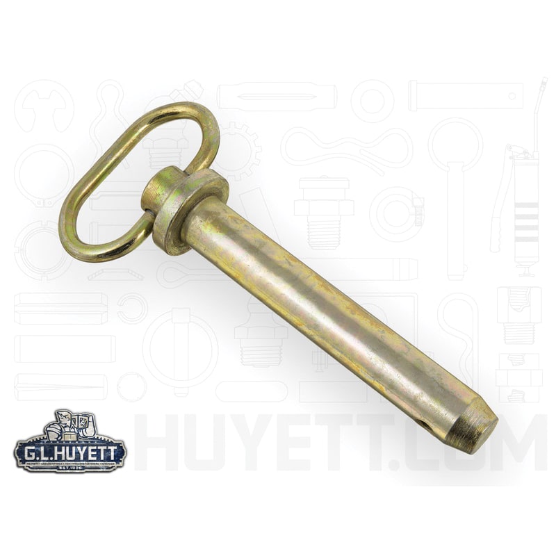 HITCH PIN ROUND HANDLE 5/8 X 4-1/2 C1035-1045 ZINC YELLOW