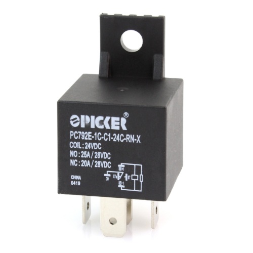 Relais SPDT 5 contacts NO/NC 20A/15A 24V avec support de montage en plastique