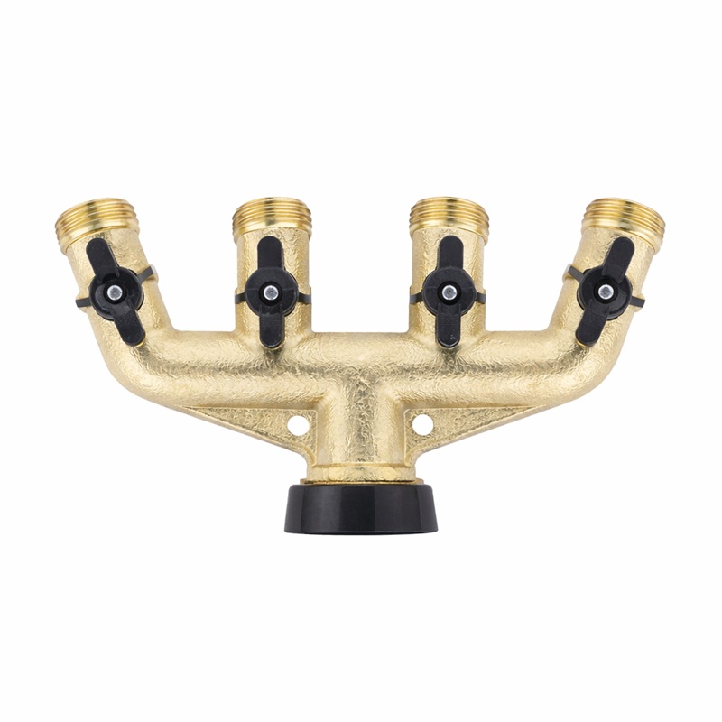 Connector for tap, four-way, brass, PRO flow