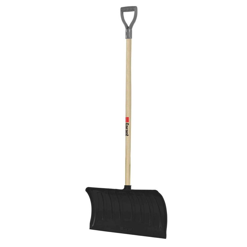Snow shovel with 20-3/4 in wide polypropylene blade and D-grip handle