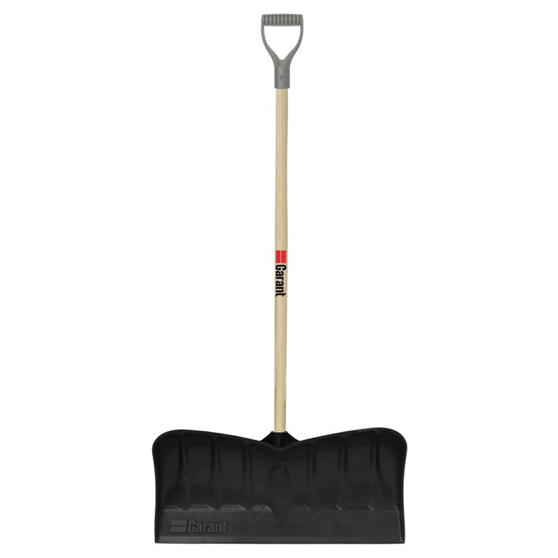 Snow shovel with 26 in wide polypropylene blade and D-grip handle