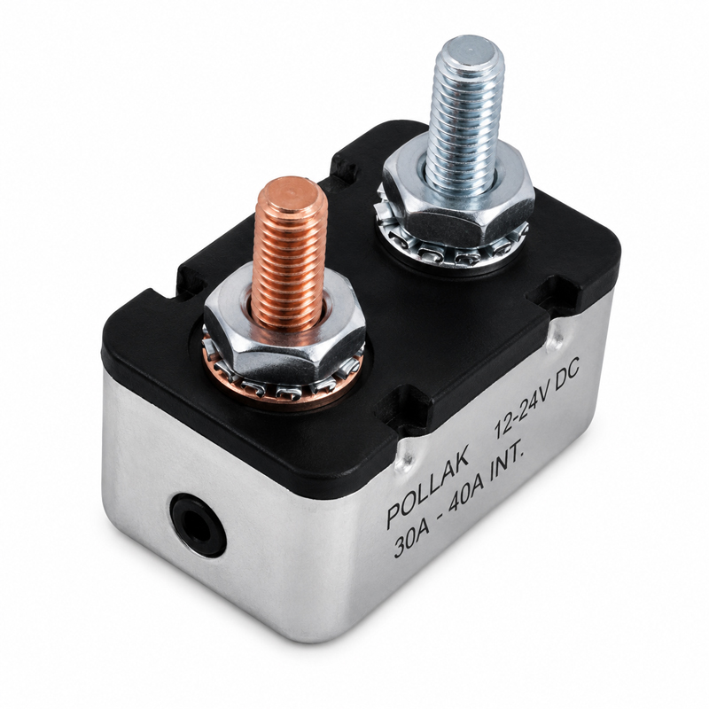 Stud terminal circuit breaker 10A 12V type 1 metal housing