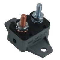 Stud terminal circuit breaker 10A 12V type 1 plastic housing with 90 deg mounting bracket