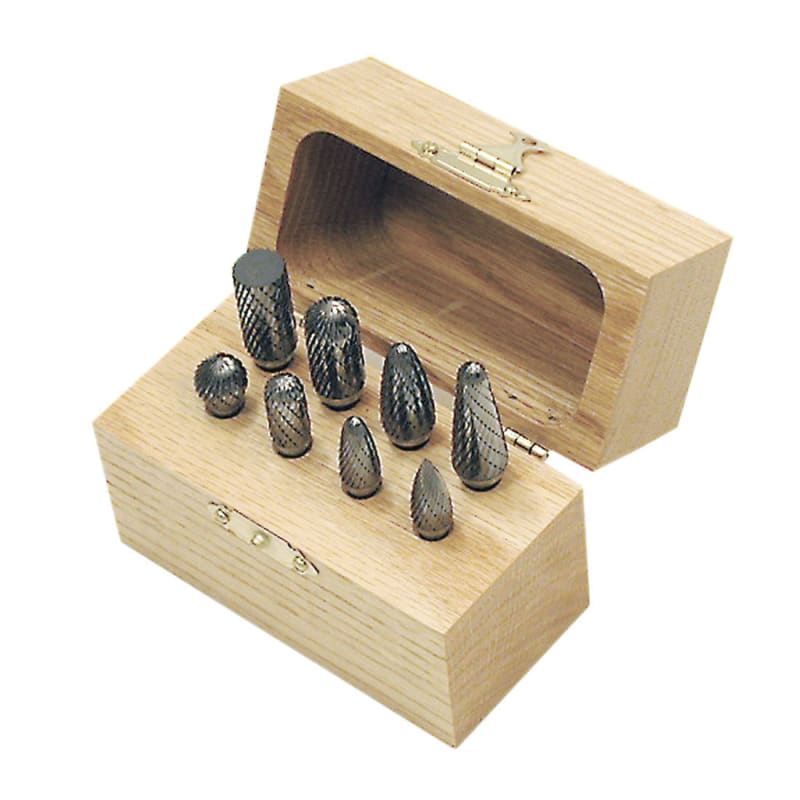 8 PC JET-KUT Carbide Bur Set In Wooden Box