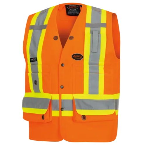 Veste de sécurité haute visibilité en polyester orange avec boutons-pression, 2XL