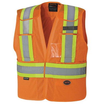 Veste de sécurité haute visibilité orange détachable en 5 points en maille de polyester, 2/3XL
