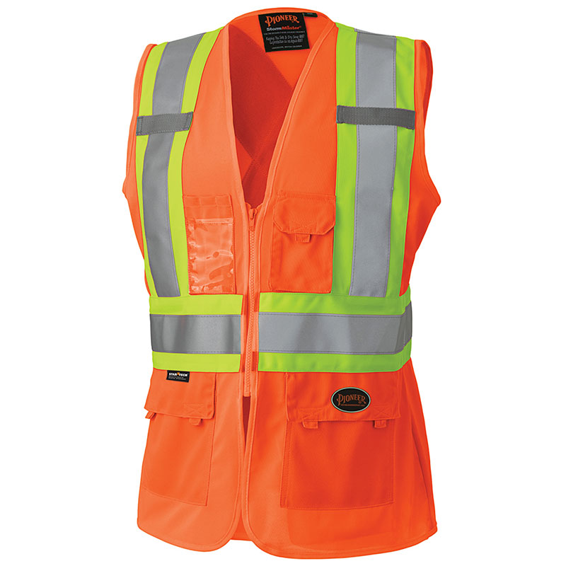 Veste de sécurité haute visibilité en tricot de polyester orange pour femmes, 2XL