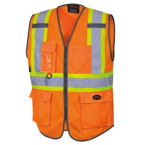 Veste de sécurité haute visibilité en tricot de polyester orange avec fermeture éclair, 2XL