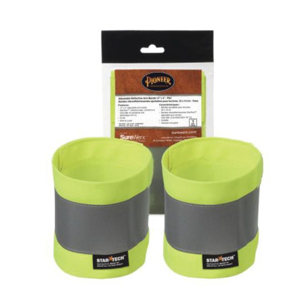 Brassards réfléchissants haute visibilité verts / jaunes 4 po X 14 po, taille unique (paire)