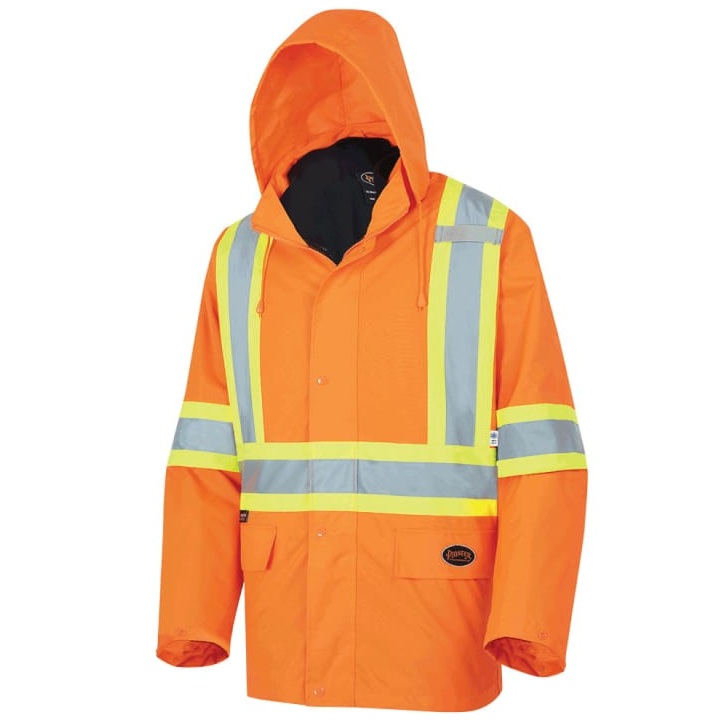 Mantean de sécurité 3-en-1 imperméable haute visibilité orange avec revêtement de polyuréthane, 2XL
