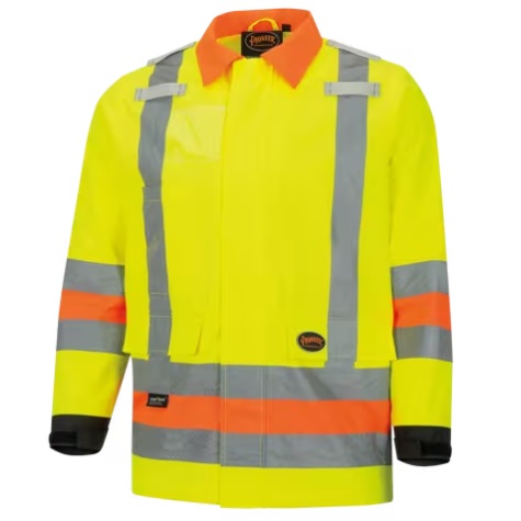 Manteau de sécurité imperméable haute visibilité vert / jaune avec revêtement de polyuréthane, 2XL