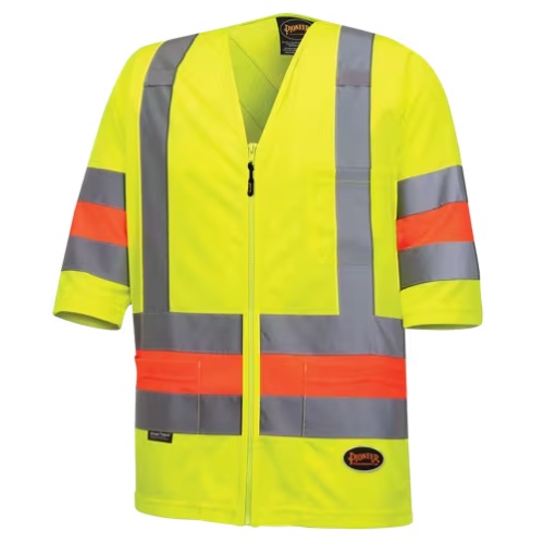Hi-viz green / yellow short sleeved safety shirt, 2XL