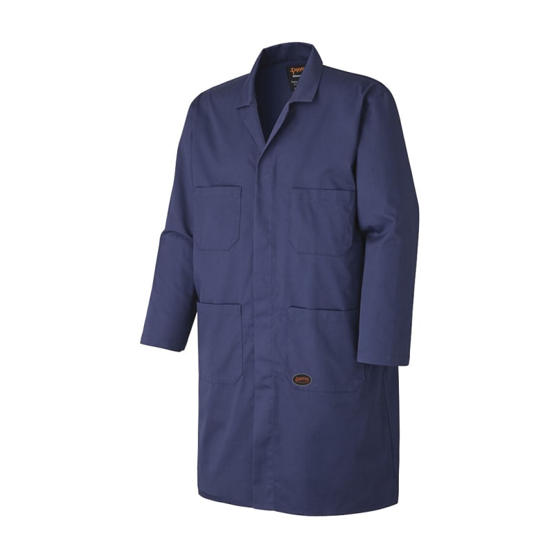 Sarrau d’atelier bleu marine en polyester/coton avec fermeture double à boutons-pression, L