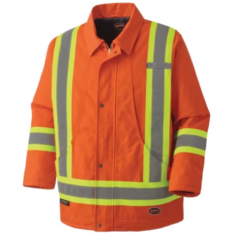 Manteau de sécurité haute visibilité en coton canevas matelassé orange, 2XL