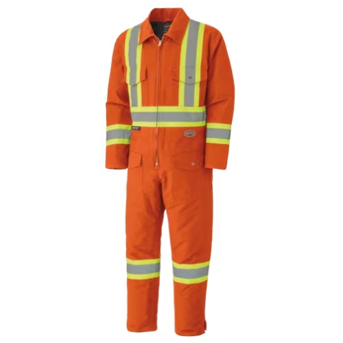 Combinaison de sécurité haute visibilité en coton canevas matelassé orange, 2XL