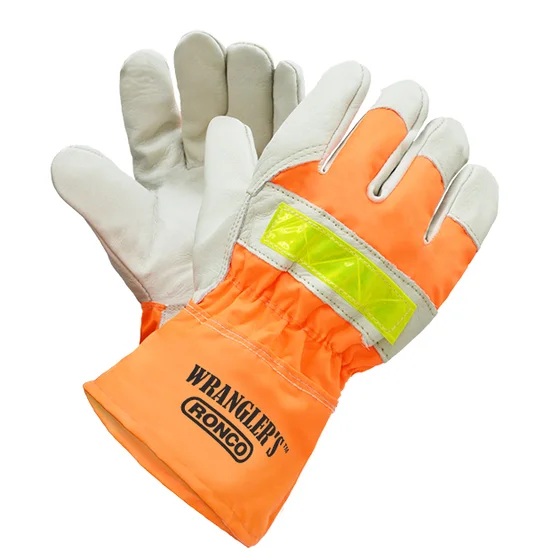 Wrangler’s™ hi-viz grain leather fitter style gloves with cold protection, XL