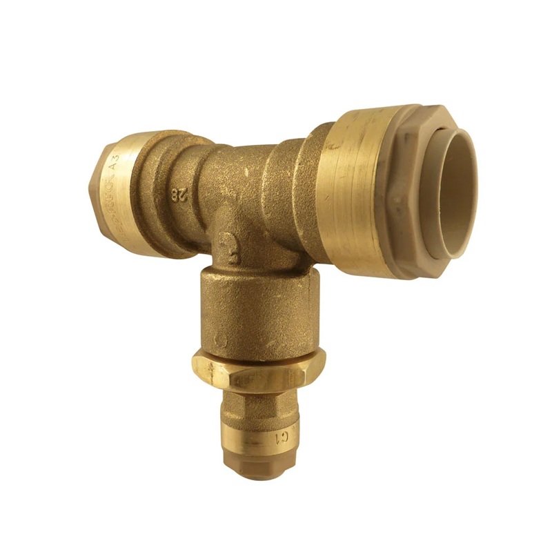 QUICKLINE push-to-connect brass tee reducer 22 to 15 mm tube