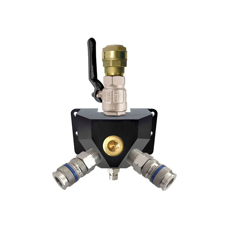 QUICKLINE aluminum wall manifold with (2) 1/4 Industrial quick couplers for 22 mm pipe