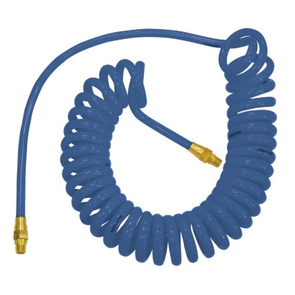 FLEXCOIL polyurethane coiled hose 1/4 in ID X 15 ft X 1/4 M-NPT blue