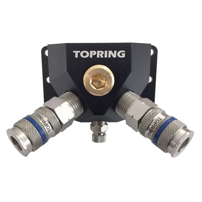 Aluminum wall manifold 1/2 F-NPT with (2) QUIKSILVER 1/4 Industrial quick couplers