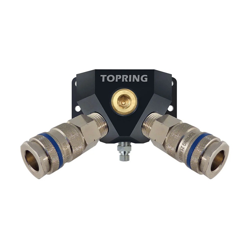 Aluminum wall manifold 1/2 F-NPT with (2) QUIKSILVER 3/8 Industrial quick couplers