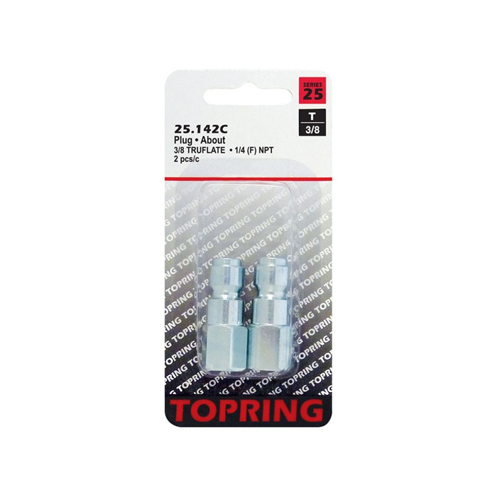 Steel male quick coupler plug 3/8 Truflate X 1/4 F-NPT (2/pck)