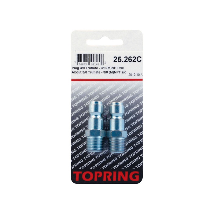 Steel male quick coupler plug 3/8 Truflate X 3/8 M-NPT (2/pck)