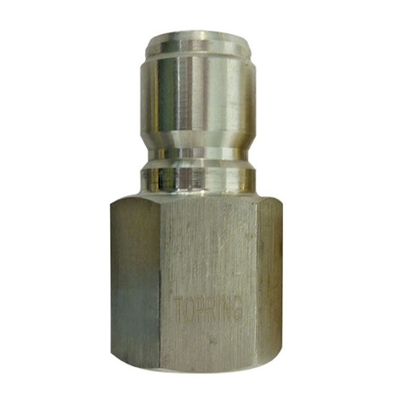 High flow stainless steel male quick coupler plug 3/8 F-NPT