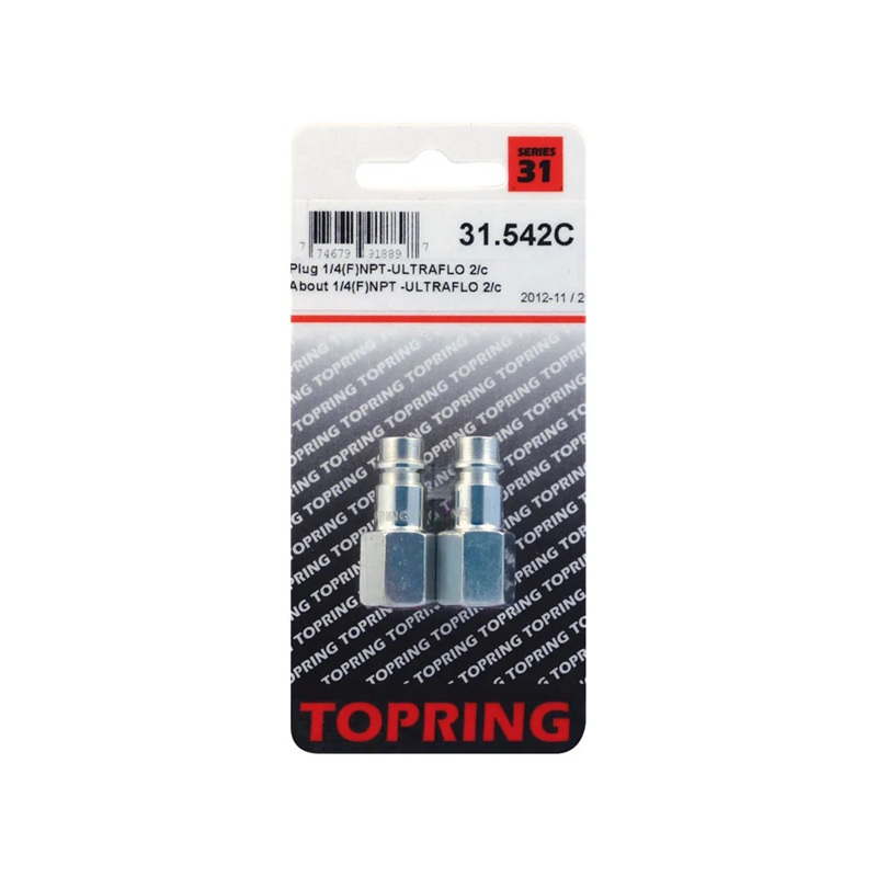 Steel male quick coupler plug 7.8 mm Ultraflo X 1/4 F-NPT (2/pck)