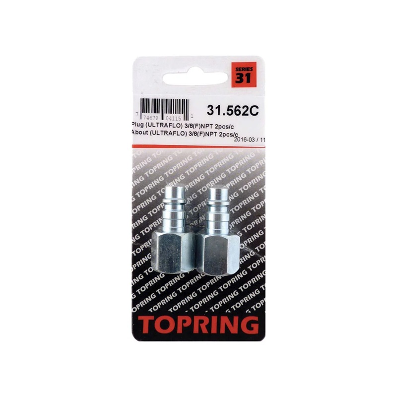 Steel male quick coupler plug 7.8 mm Ultraflo X 3/8 F-NPT (2/pck)