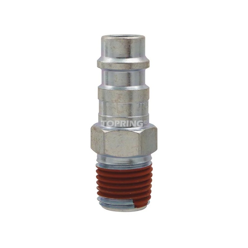 Steel male quick coupler plug 7.8 mm Ultraflo X 1/4 M-NPT with thread sealant