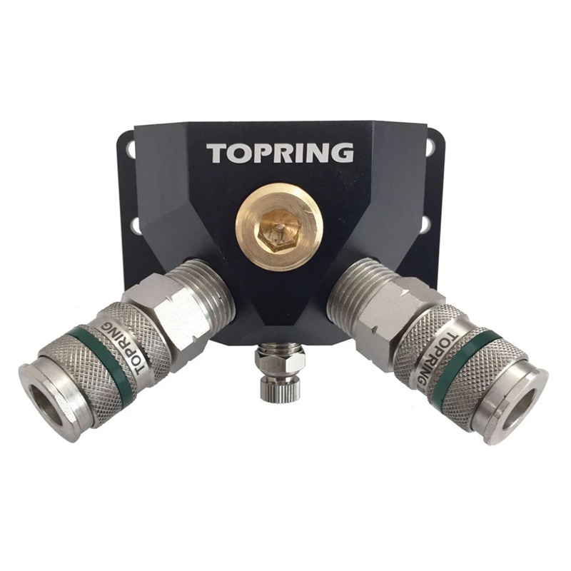 Aluminum wall manifold 1/2 F-NPT with (2) QUIKSILVER Ultraflo quick couplers