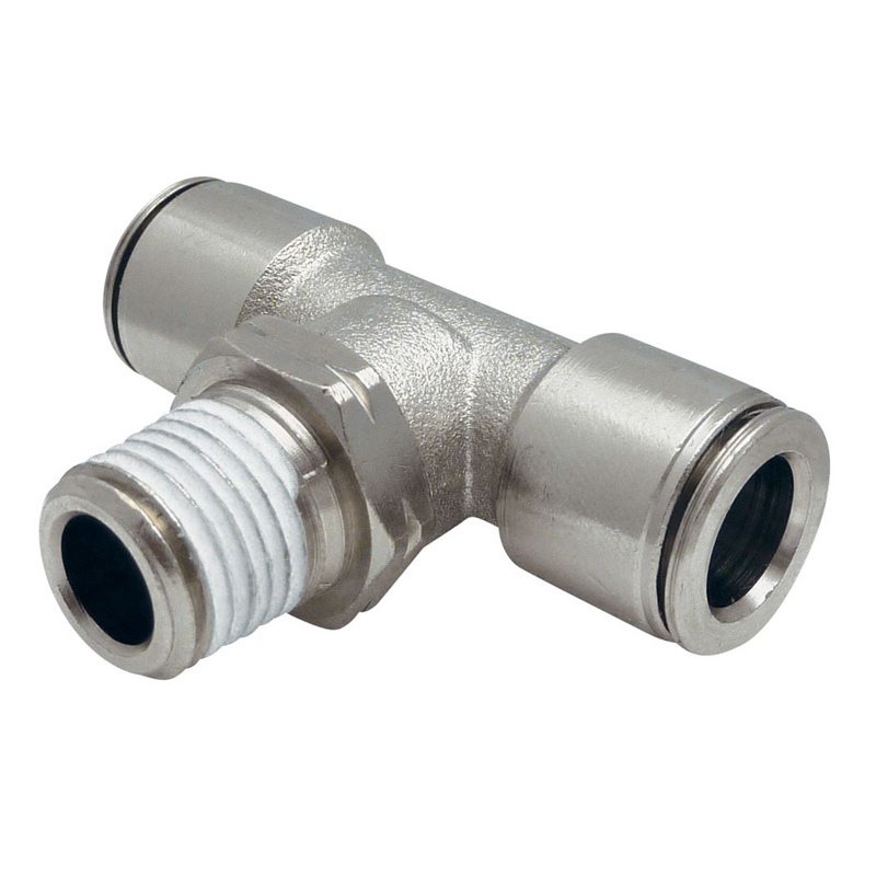 TOPFIT brass push-to-connect swivel branch tee 3/8 tube X 1/2 M-NPT