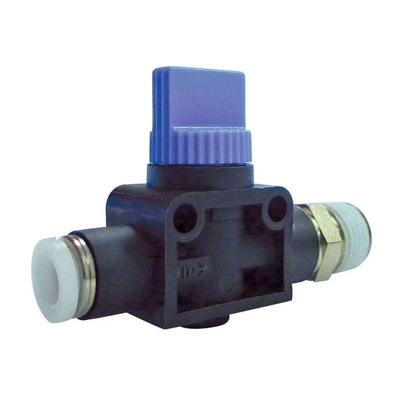 TOPFIT polymer push-to-connect 2-way miniature valve 1/4 tube X 1/4 M-NPT