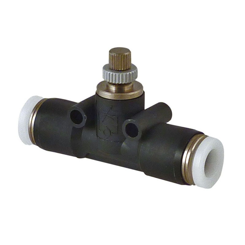 TOPFIT polymer push-to-connect straight flow control valve 3/8 tube (union, for cylinder outlet)