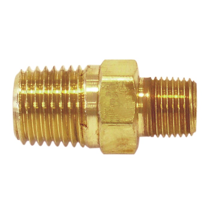 Brass straight reducing hex nipple 1/4 to 1/8 M-NPT