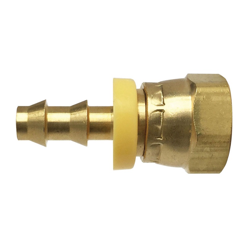Push-on brass straight swivel hose barb fitting 1/4 BARB X 1/4 F-NPT