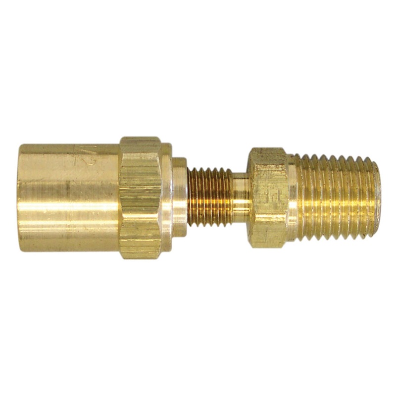 Brass reusable connector 1/4 in I.D. X 1/2 in O.D. X 1/4 M-NPT