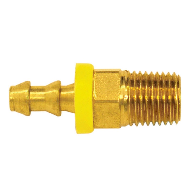 Push-on brass straight hose barb fitting 1/4 BARB X 1/8 M-NPT